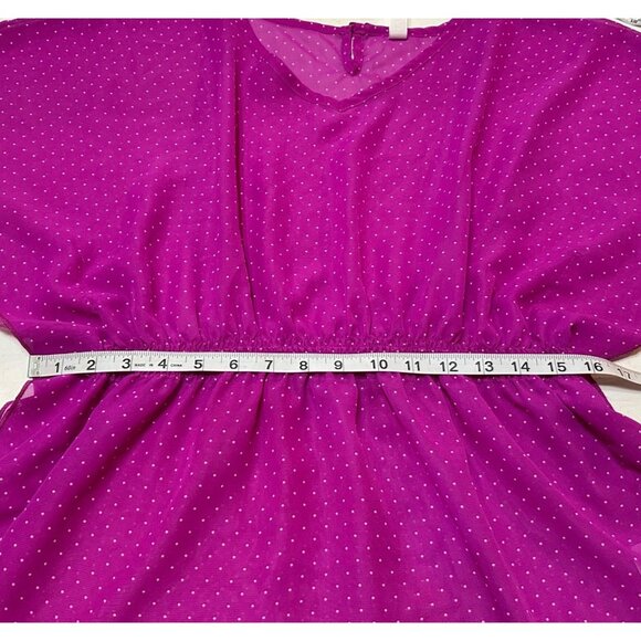 Cherokee Polka Dot Purple Fuchsia Flutter Sleeve Blouse Girl's Youth Size XL - Picture 9 of 12